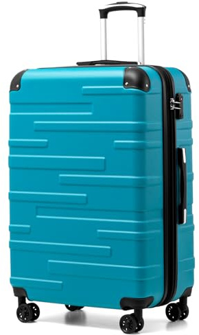 COOLIFE Hard Shell Suitcase with TSA Lock and 4 Spinner Wheels Lightweight Durable (Turquoise Green, L(77cm 93L))