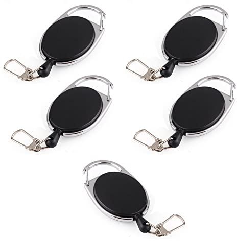 5-pack nyckeljojo med 60 cm rep – ID-kortsjojo – 6,5 x 3,5 cm utdragbar nyckelring – karbinhake för byxor – JoJo ID-kortshållare – infällbar klämma korthållare – nyckelkedja