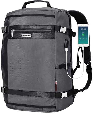 WITZMAN Reiserucksack Nylon Herren Damen Reisetasche Groß TSA Freundlich Handgepäck Rucksack(B686 Silbergrau)