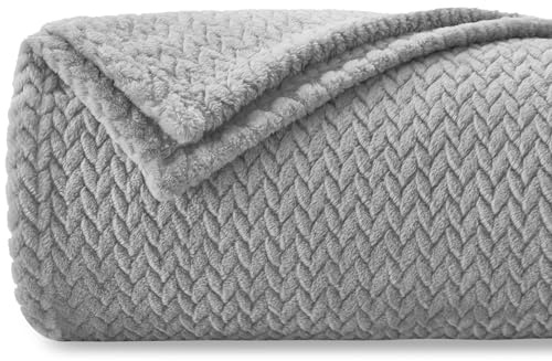 Täcke Pläd Fleece, Sofftäcke 270 x 230 cm - Flanelltäcke Certifierat enligt Oeko-TEX®, Mjukt och lätt, Plysch, För säng, soffa, resor, camping, Ljusgrå