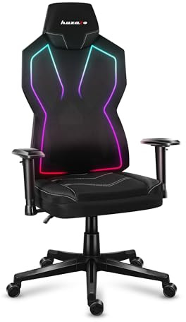 Huzaro Combat 6.2 RGB Gaming Stuhl - LED Beleuchtung - Ergonomischer PC & Bürostuhl - Verstellbare Rückenlehne & Armlehnen - bis 140kg – Schwarz