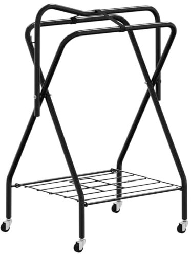vidaXL Sattelständer, Sattelhalter Klappbar mit Ablage, Pferdesattel Halter für Sattelraum Scheune Stall, Trensenhalter, Schwarz Eisen