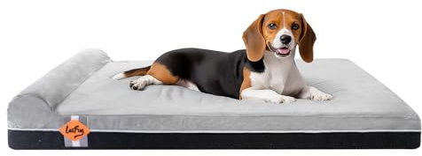 Laifug Orthopädisches Hundebett aus Memory-Schaum, mit Kissen und strapazierfähigem, wasserdichtem Innenfutter, abnehmbarem, waschbarem Bezug, intelligentes Design，Schiefergrau（101x63x15cm）