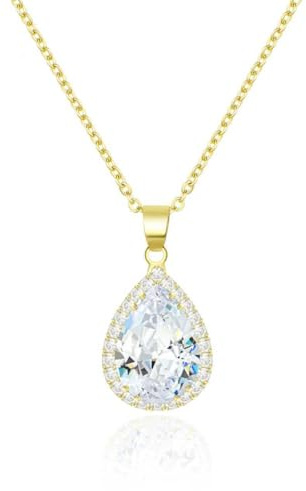 Linawe Diamant Anhänger Kette Halskette Damen, Goldkette Frauen Schmucksets, Kettenanhänger Damenkette Goldener Schmuck Jewelry, Charm Kette Gold Schmuck Damen Set Vergoldete