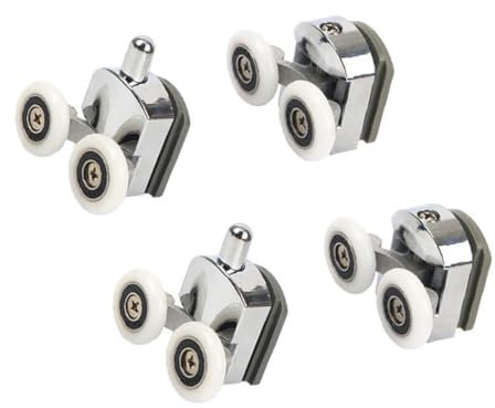 WeddHuis Roulettes de Porte de Douche,Lot de 4 pièces,doubles,durables et silencieuses,roulette porte coulissante douche,pour portes en verre de 3 à 6 mm d'épaisseur (23 mm)