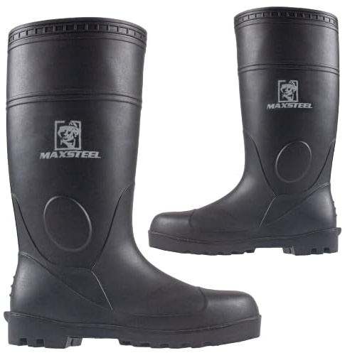 MAXSTEEL Safety Wellingtons Boots Work Rigger Waterproof S5 CE Steel Toe Cap & Midsole Tough Durable Grip Wellies (BLACK, UK Footwear Size System, Adult, Men, Numeric, Medium, 8)