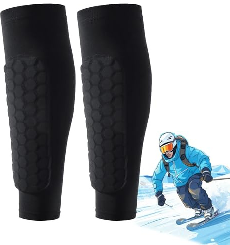 Protection Tibia Ski, Protege Tibia Chaussure Ski, Chaussette Protege Tibia Ski, Protège-Tibias en Nid d'abeille Élastiques Respirants Et Anti-Collision, Adaptés Au Ski, Au Football (Noir, M)