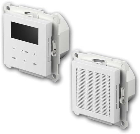 Radio da incasso LOGIQ con altoparlante RMS da 2 W, DAB+, FM e Bluetooth, display OLED, sveglia e timer di spegnimento, espandibile con 2° altoparlante, bianco