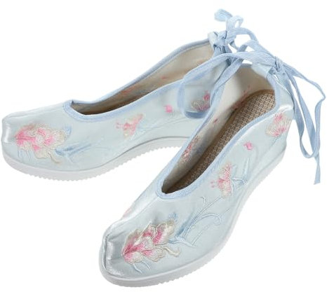 LIFKOME 1 Paio Scarpe in Tela Ricamata con Punta Rialzata Scarpe di Stoffa Ricamate Rosa Scarpe da Donna Tradizionale retrò Nozze Cuneo Pantofole da Donna Tendine di Manzo