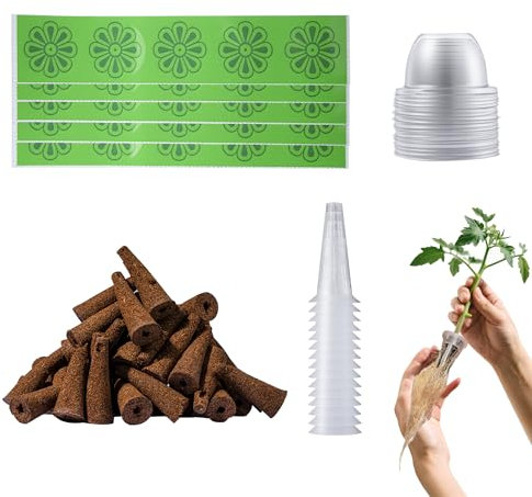 URBZUE 60 éponges de Culture – Recharge hydroponie kit Complet : 20 paniers, 20 couvercles, 60 étiquettes. Idéal pour Potager intérieur & systèmes hydroponiques.