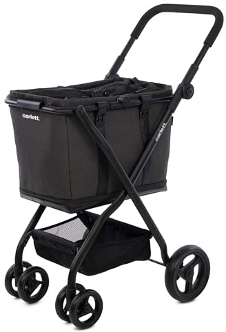 Carlett - Cube S | Carro de la Compra Plegable + Bolsa Extraíble | Cesta Convertible en Bolso | Tejido Impermeable | Ruedas 360° Desmontables | Diseño Compacto y Elegante | Volcano