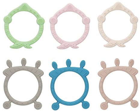 LDAUYZLING 6 uds Juguetes para la dentición del bebé, Diferentes Formas Coloridas, Alivia la hinchazón de Las encías, mordedor de Silicona