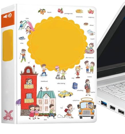 Libro educativo in inglese con funzione parlante, 18 diverse aree tematiche con attività vocale, apprendimento inglese con edizione vocale, per ragazze da 2 a 6 anni