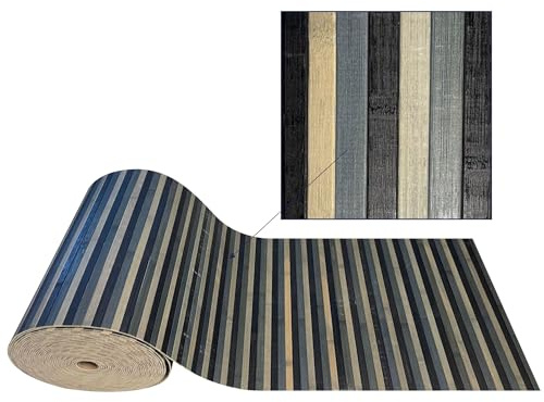 Tata Home Tappeto Passatoia da Cucina Camera o Bagno Bamboo Classico in 100% Bamboo e Fondo in Materiale Antiscivolo misura 50x180 cm Colore Grigio