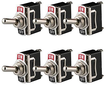 Gebildet Interrupteur à Bascule 12V-24V-48V-110V/10A, 220V-230V/6A, SPST ON/OFF 2 Positions 2 Broches, pour Voiture Tableau de Bord Lumière (Pack de 6, Noir)