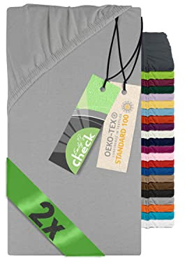 Emily´s Check 2er-Pack Spannbettlaken für Beistellbett - Wiege - Stubenwaagen 1493.2123, 40 x 80 cm, Silbergrau