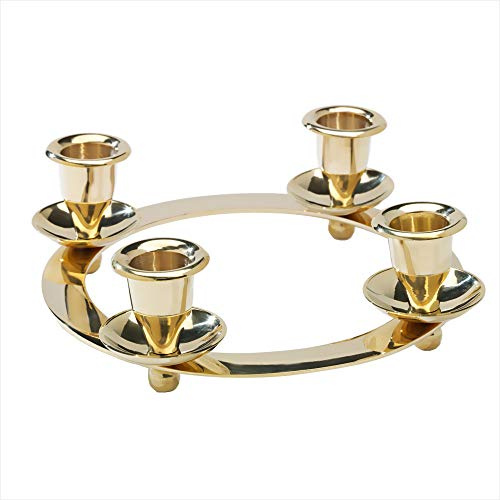 NKlaus Ljusstake Ø 20 cm adventskrans, ljusstake rund för ljus Ø 2 cm mässing guld dekoration, bordsljus stavljus 2899