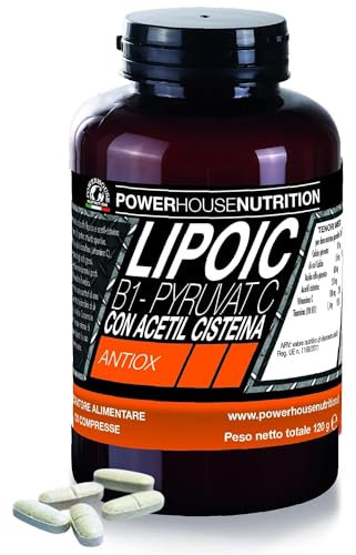 Acido Alfa Lipoico 600mg con Piruvato, NAC, Vitamina C e B1 - Powerhouse Nutrition - Energia Pulita, Massa Magra e Supporto Metabolico, 120 Compresse Made in Italy