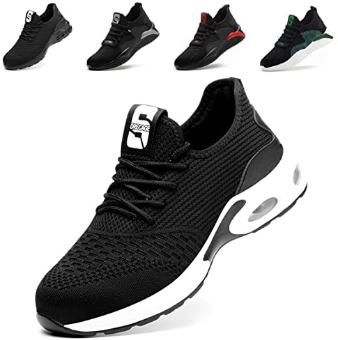 Nasogetch Chaussures de Sécurité Homme Femme Chaussures de Travail Légère Respirant Baskets de Sécurité 708 Noir 43 265 A