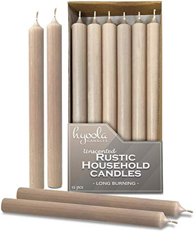 Hyoola 10 Inch Dinner Candles - 12 Pack - Sahara Tall Unscented Rustic Long Burning Candle Sticks