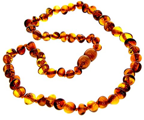 SilverAmber Jewellery Honig baltische Bernstein perlen Halskettet - Kettenlänge 33 cm - Erhältlich in verschiedenen Farben und Größen - NBARCOG33