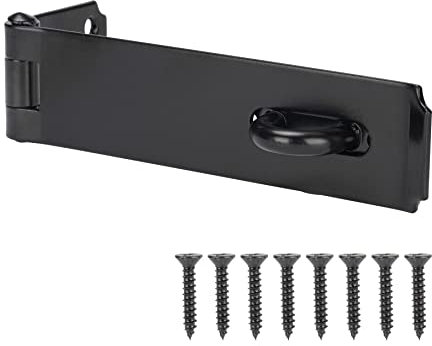 HILLMASTER Heavy Duty Door Hasp Latch 7-3/4 Extra Thick Steel Safety Gate Door Lock Padlock Clasp Hasp Lock Latch for Fence Gate Barn Door Shed Closet Cabinet, Black Finish