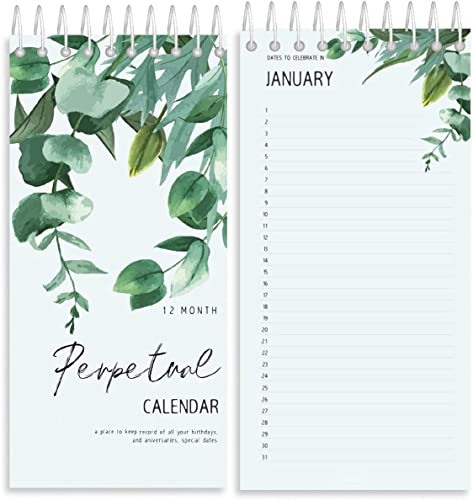 Prefdo Perpetual Calendar, Important Dates to Remember, Floral Monthly and Daily Wall Hanging Organizer Desktop Journal Event Planner for Birthdays Anniversaries Special Days, 5x10