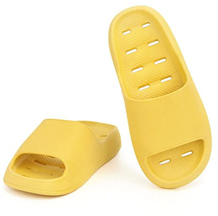LY4U Zapatillas de Ducha para Mujer Zapatos de baño Súper Suaves Zapatillas de Casa Antideslizantes, Chanclas de Playa de Piscina de Secado rápido y Sandalias de Verano, Amarillo EU 36-37