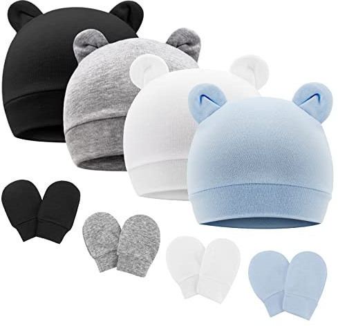 DRESHOW Gorro y Guantes para Bebé Recién Nacido - Beanie Sombrero para Niños Gorros