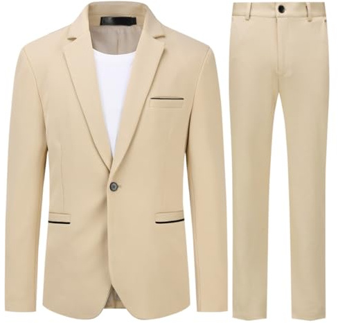 Allthemen Costume Hommes 2 Pièces Slim Fit Business Casual Blazer Pantalon