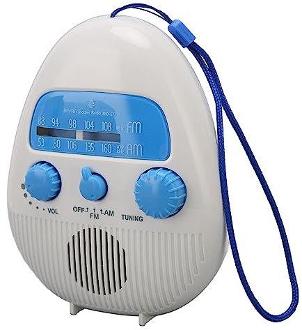 Radio de Douche Portable étanche, Radio de Salle de Bain avec Haut-Parleur intégré, Radio de Douche AM FM à Piles pour Extérieur Intérieur