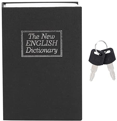 Diversion Book Safe with Key Lock Hidden Metal Money Storage Box Black