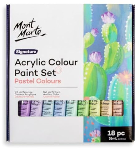 MONT MARTE MSCP1836 akrylfärg pastellfärger färgset – 36 ml set med 18