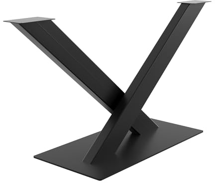 MetaloPro Zentrale Tischgestell, Stabile Metall Tischbeine für Esstisch, Moderne Schwerlast Stahlkonstruktion, Elegante Schwarze Tischkufen mit Bodenschonern, Perfekt für Wohnzimmer oder Büro