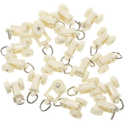 Veemoon Lot de 20 roulettes De Rail De Rideau Droit Petites en Plastique, Poulies Coulissantes pour Tringles De Maison, Accessoires pour Fenêtres, Chambres Et Portes Coulissantes