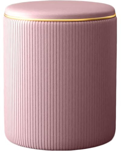Shally Dogan Pouf Sgabello Contenitore con Rivestimento in Ecopelle Tramato, Poggiapiedi Sedia con Seduta Imbottita per Arredamento Interno, Cucina, Soggiorno, Salotto, Camera da Letto (Rosa)
