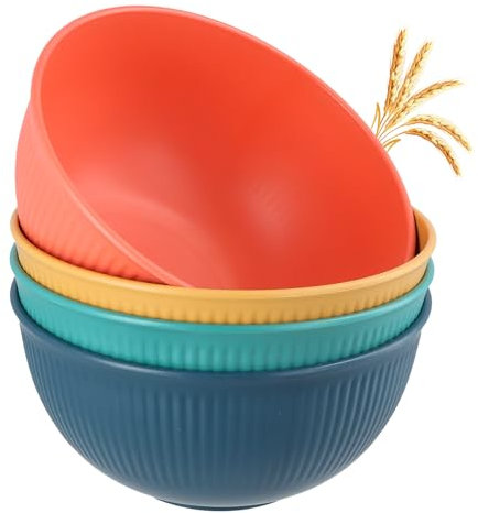 Nivofu, Juego de 4 Cuencos de Plástico, Irrompibles Tazones Desayuno, Boles Ligeros para Niños y Adultos,Bol Cocina Reutilizables para Ensalada, Cereales, Sopa, Ramen, Fruta, Aperitivos