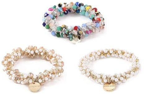 3 Piezas Gomas de Pelo de Perlas Accesorios para el Pelo con Cristales, Bandas Elásticas para el Cabello Coleteros Accesorios para el Pelo para Mujeres y Niñas