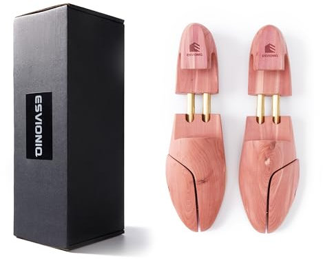 Esvioniq Men Cedar Shoe Tree Red Cedar Wooden Shoe Trees with Twin Tubes,Adjustable Shoe Trees For Men (1-PACK, Large (10-11 UK))