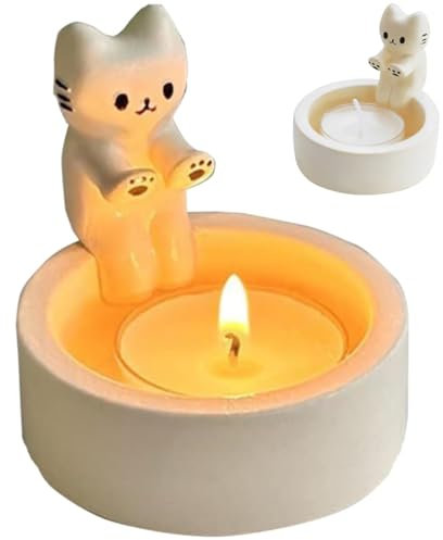 JJiaoLinin Porta Candele, Portacandele Gatto,Portacandele Gattino Cartone Animato,Portacandeles per gatti regalo,Portacandeles Gatto Che Scalda Zampe,per Gli Amanti dei Gatti,Casa e Ufficio Dekoratio