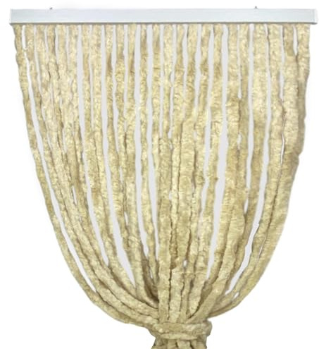 Cortina de chenilla beige soplo – Protección contra insectos, semitransparente, fácil montaje – 100% polipropileno reciclable – 140 x 240 cm