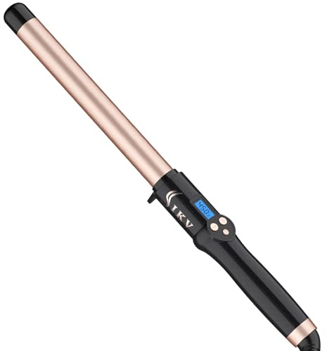 25mm Curling Wand Long Barrel, Dual Voltage Hair Curling Iron Wand Ceramic for Long Hair,10 Adjustable Temp