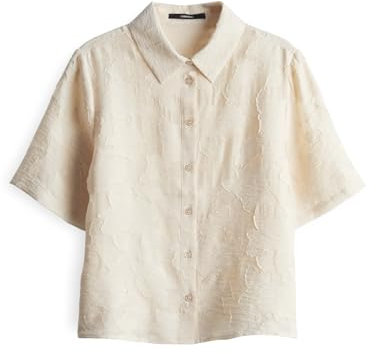 someday Damen Kurzarmbluse | ZLORALA Regular Hemdbluse mit floralem Design Natural Glaze, 36