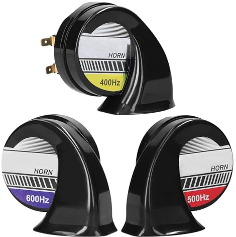aqxreight Corna di Auto a 3 Pezzi Set con Corno Elettrico a Passo Alto/Medio/Basso e Design per Veicoli 12/24 V