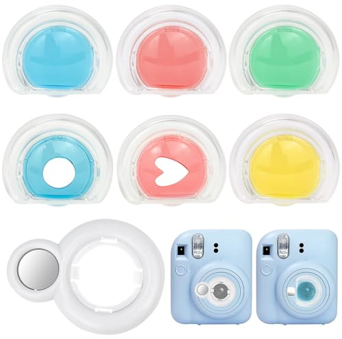 Farbfilter Set kompatibel für Fuji Instax Mini 12, Kamerafilter, Sofort-Spezialeffektfilter, Nahlinsenfilter-Set, Gelb, Rosa, Blau, Grün, mit EIN Selfie Spiegel kompatibel, für Fuji Instax Mini 12
