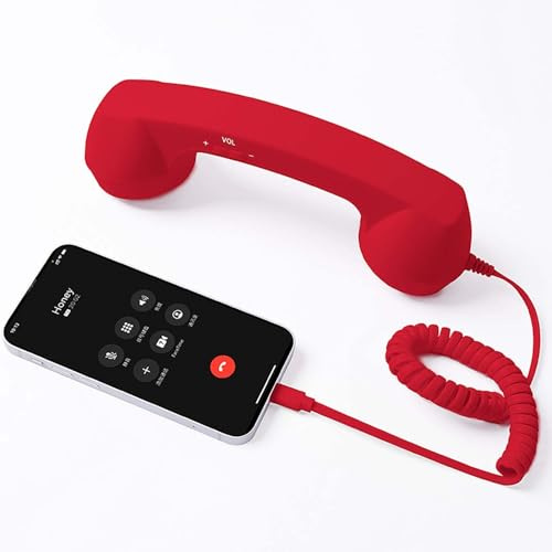 Retro Style Type-C Phone Handset, Type-C Retro Telephone Style Landline Handle Receiver with Microphone Speaker for iPhone iPad Mobile Phones Cellphone Smartphone