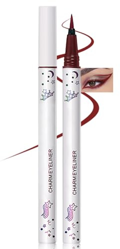 Erinde Eyeliner Liquido, Lunga Durata e Altamente Pigmentato, Impermeabile e Resistente alle Sbavature, Tenuta fino a 12 Ore, Eyeliner Colorato ad Asciugatura Rapida #07 Rosso Borgogna