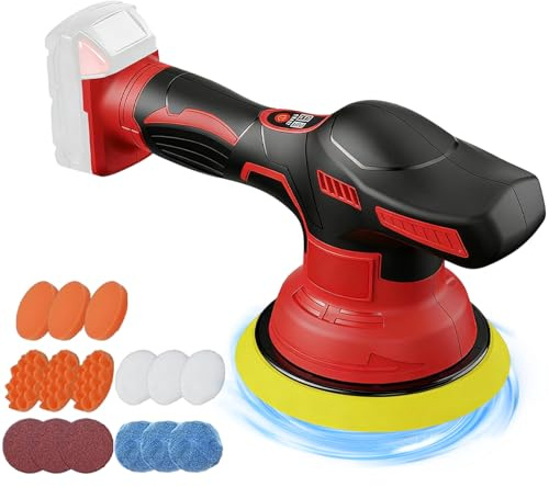Cordless Buffer Polisher Kit For Milwaukee 18V LI-ION Battery,6 Inch Portable Orbital Buffer Polisher with 8 Variable Speed with 15pcs Polishing Accessories,for Car Polishing/Waxing (NO Battery)