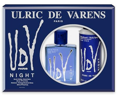 ULRIC DE VARENS - Coffret Parfum Homme UDV Night - Eau de Toilette 100 ml + Déodorant Spray 200 ml - Fougère Fruitée Orientale - Made in France