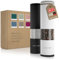 LARS NYSØM Salt and Pepper Grinder Set 2 Pieces I Salt Pepper Mill with Adjustable Ceramic Grinder I Design Spice Grinder Set Manual (Black/White)